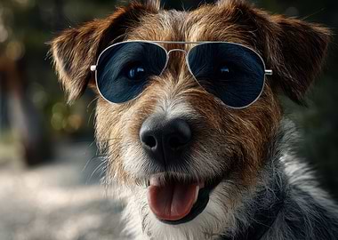 Cool Dog with Sunglasses Portrait
