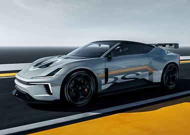 Silver Sports Car on Racetrack