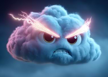 Angry Cloud with Lightning Eyes