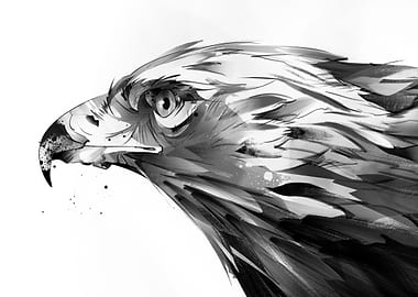Eagle Portrait in Black and White