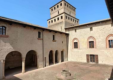 Medieval Castle Courtyard with Tower