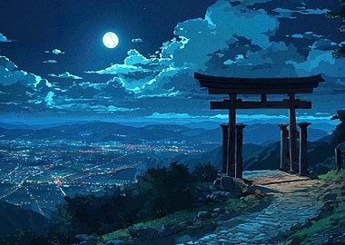 Nighttime Torii Gate Overlook