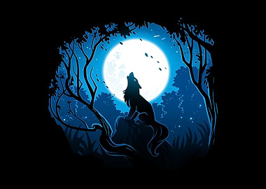 Wolf Howling at the Moon