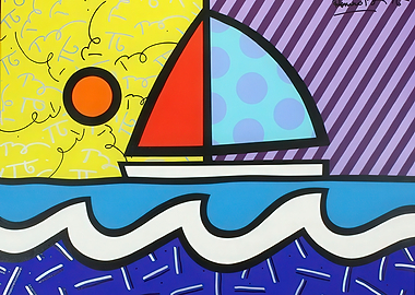 Colorful Sailboat Pop Art Painting