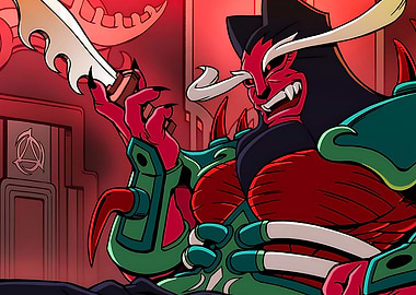 Red Oni Warrior with Sword