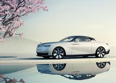 Rolls Royce car with cherry blossoms