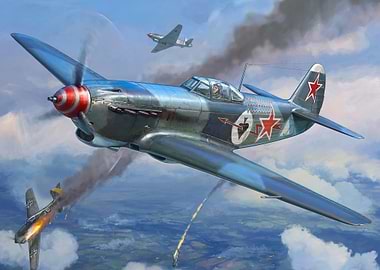 World War II Aircraft Dogfight Painting