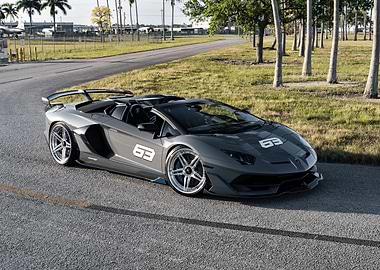 Gray Lamborghini Aventador on Road