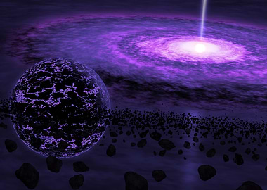 Galaxy with Planet and Asteroids