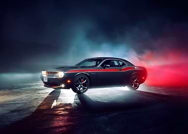 Dodge Challenger in Dramatic Lighting