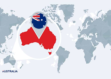 Australia Map with Flag Detail