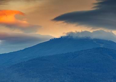 Mountain landscape with clouds and sky, Beskid