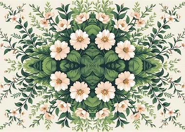 Floral Symmetry: Blossoms and Greenery