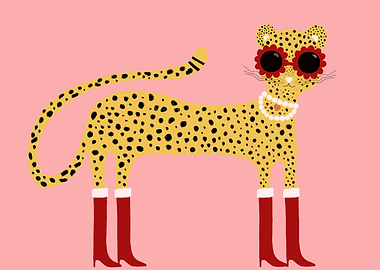 Stylish Leopard with Boots and Sunglasses