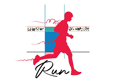 Red Runner Silhouette with Abstract Design