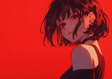 Anime Girl with Red Eyes