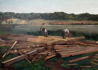 Lumberjacks at Work Painting