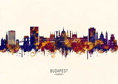 Budapest Skyline Watercolor Art