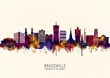 Brazzaville Skyline Watercolor Art