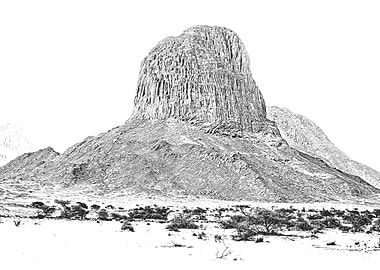 Monochrome Mountain Landscape Sketch
