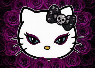 Gothic Kitty Skull Bow