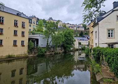 Luxembourg Cityscape Along the Alzette River