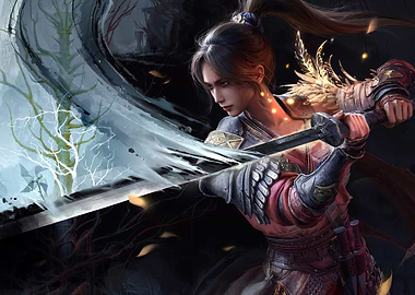 Female Warrior with Katana