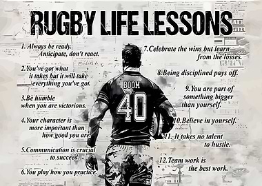 Rugby Life Lessons Motivational Poster