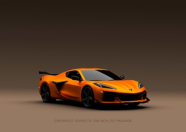 Orange Chevrolet Corvette Z06 with Z07