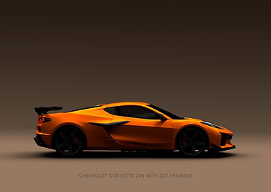 Orange Chevrolet Corvette Z06 with Z07
