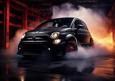 Black Fiat 500 Red Rims