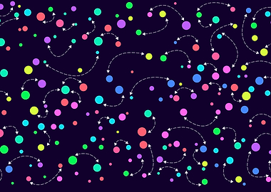 Colorful Dots with Arrows on Dark Background