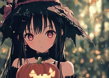 Anime Witch with Pumpkin