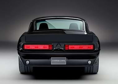 Black Pony Car - Classic Car Rear View