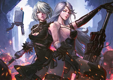 Nier Automata: 2B and A2 Artwork