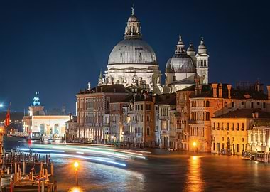 Venice at Night: Grand Canal View