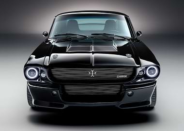 Black Pony Car Front View