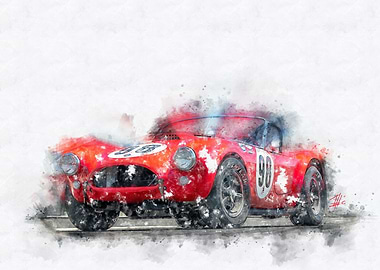 Racing Shelby Cobra 289 Watercolor Painting