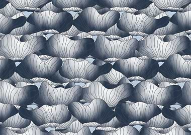 Floral Pattern in Blue and Gray