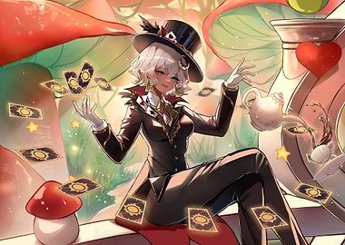 Anime Mad Hatter with Playing Cards