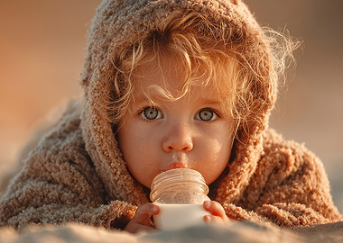 Baby drinking milk from bottle