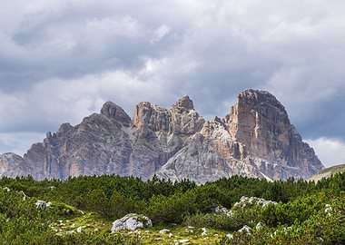 Mountain Range Landscape with Greenery - Dolomites - Italy