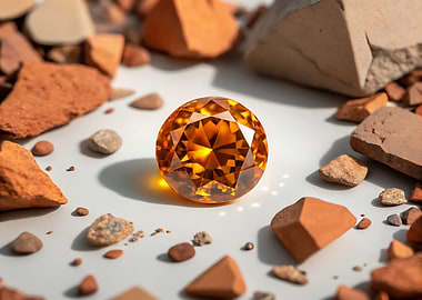 Orange Gemstone with Rock Fragments