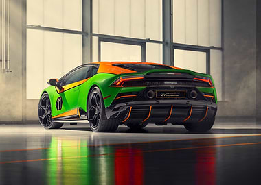 Green and Orange Lamborghini Huracan