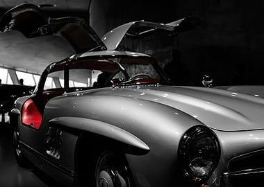 Silver Mercedes-Benz 300SL Gullwing