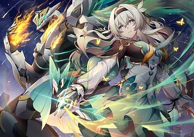 Girl with Robot and Butterflies