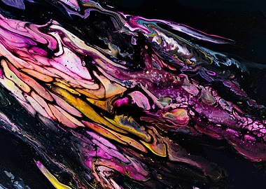 Abstract Fluid Art with Pink and Gold