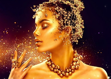 Golden Woman with Jewelry