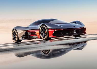 Sleek Silver and Red Concept Car