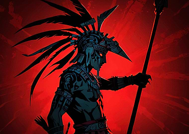 Aztec Warrior Spear Red